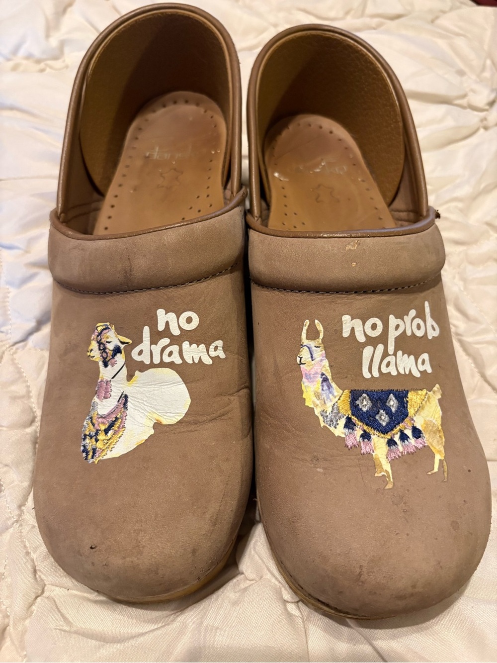 Dansko Beige 'No Drama / No Prob Llama' Slip-On Clogs